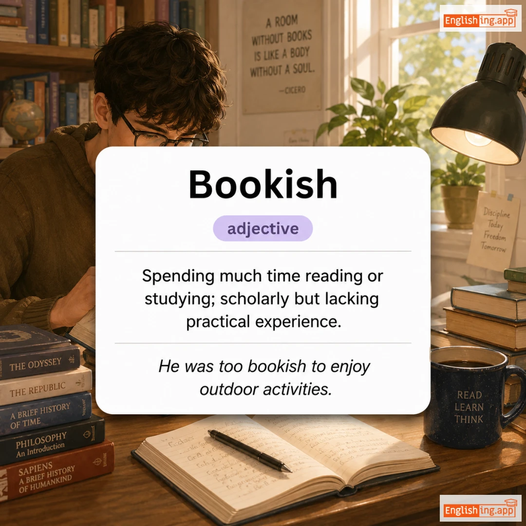 Bookish definition card — visual illustration of the meaning
