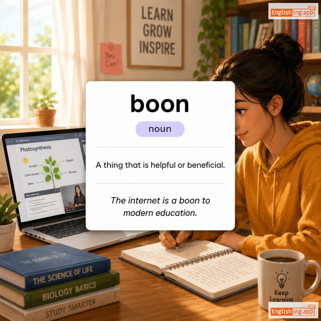boon definition card — visual illustration of the meaning