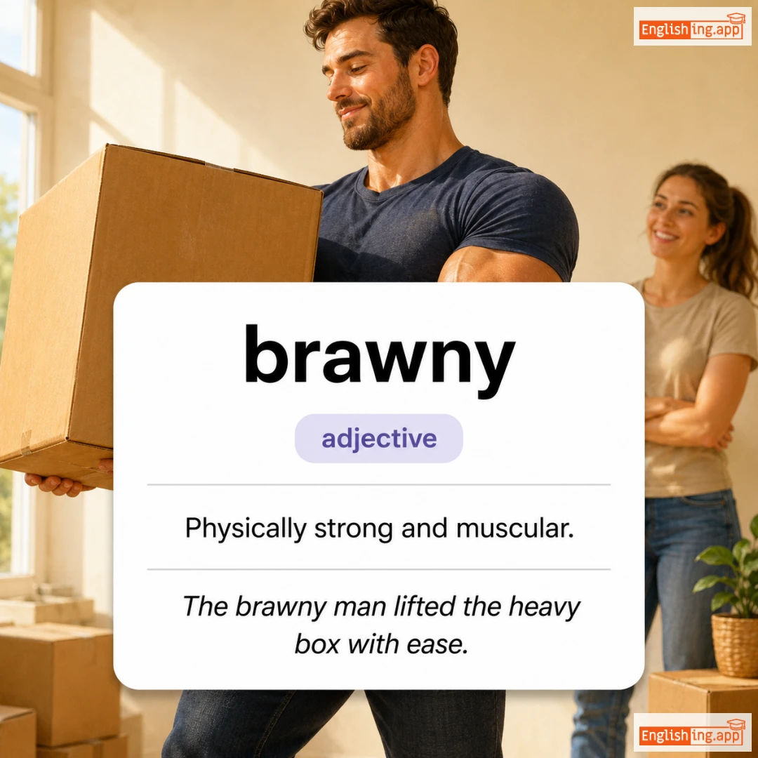 brawny definition card — visual illustration of the meaning