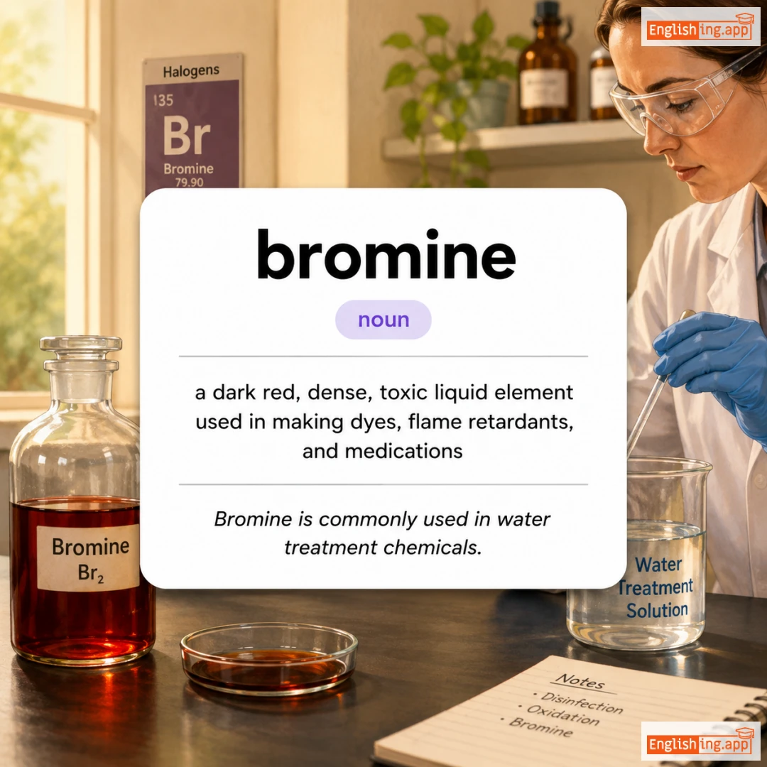 bromine definition card — visual illustration of the meaning
