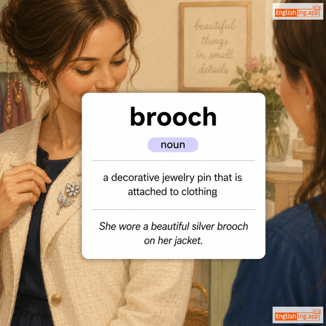 brooch definition card — visual illustration of the meaning