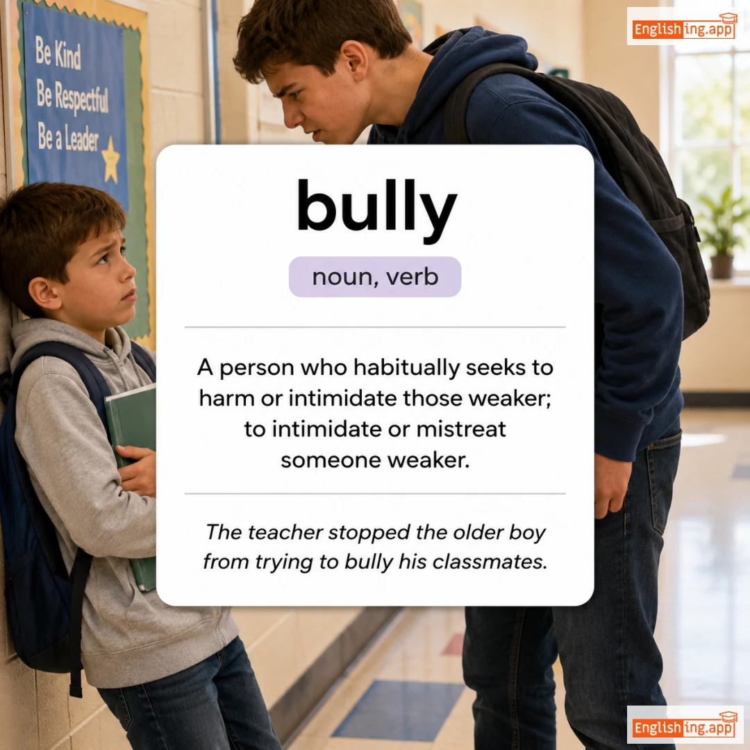 bully definition card — visual illustration of the meaning