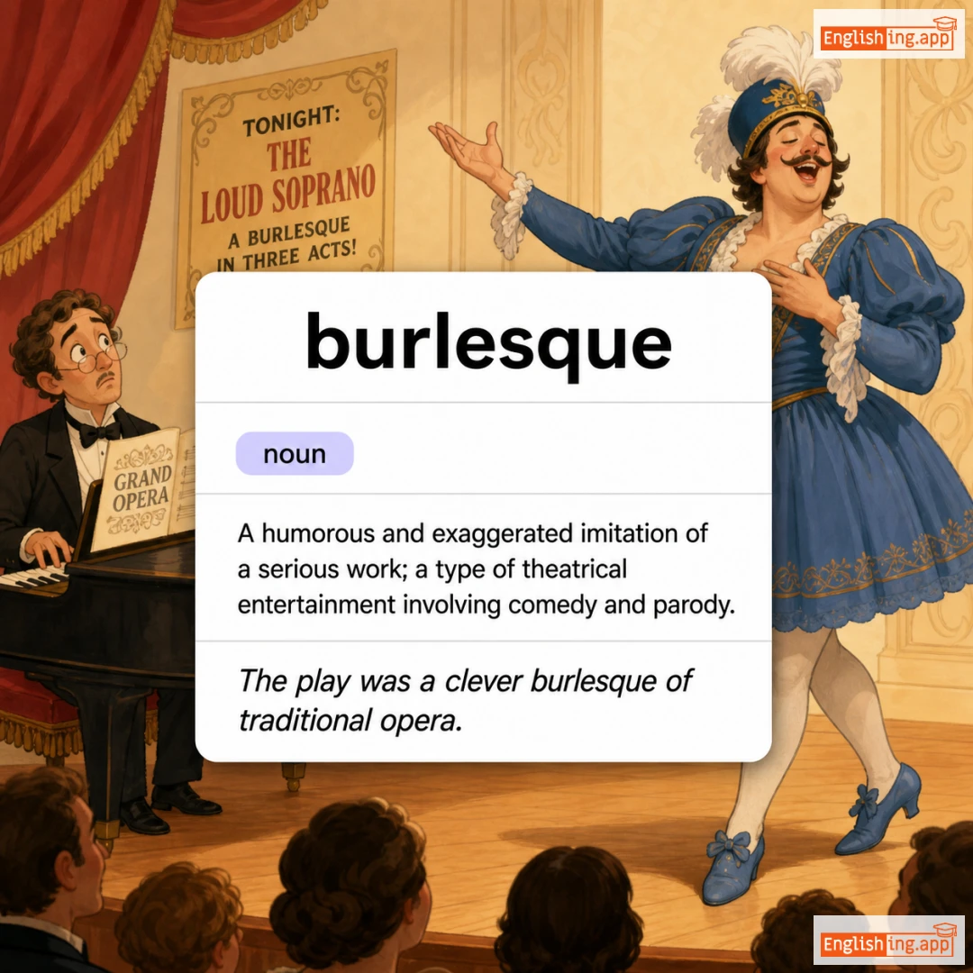 burlesque definition card — visual illustration of the meaning