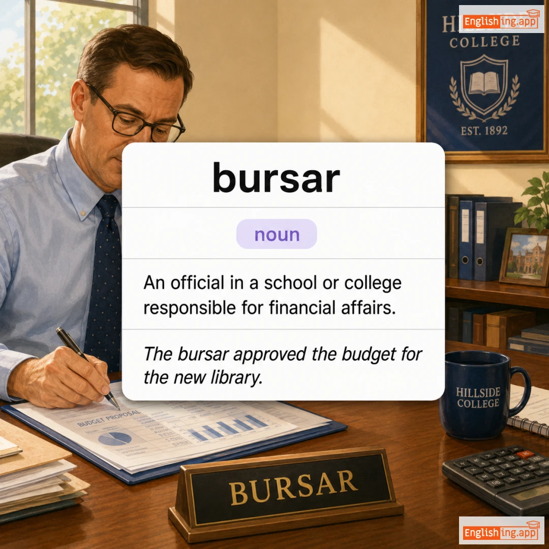 bursar definition card — visual illustration of the meaning