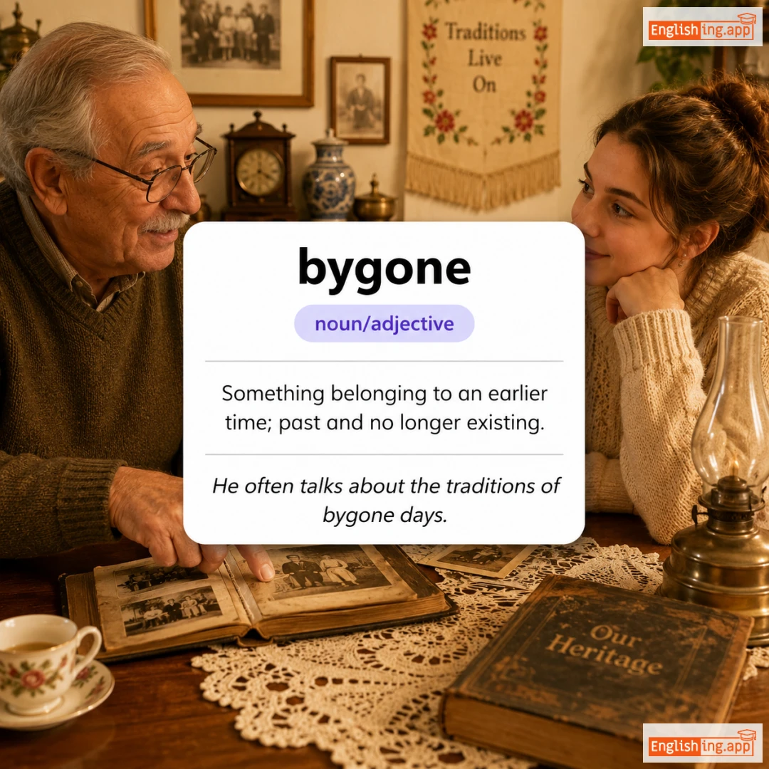 bygone definition card — visual illustration of the meaning