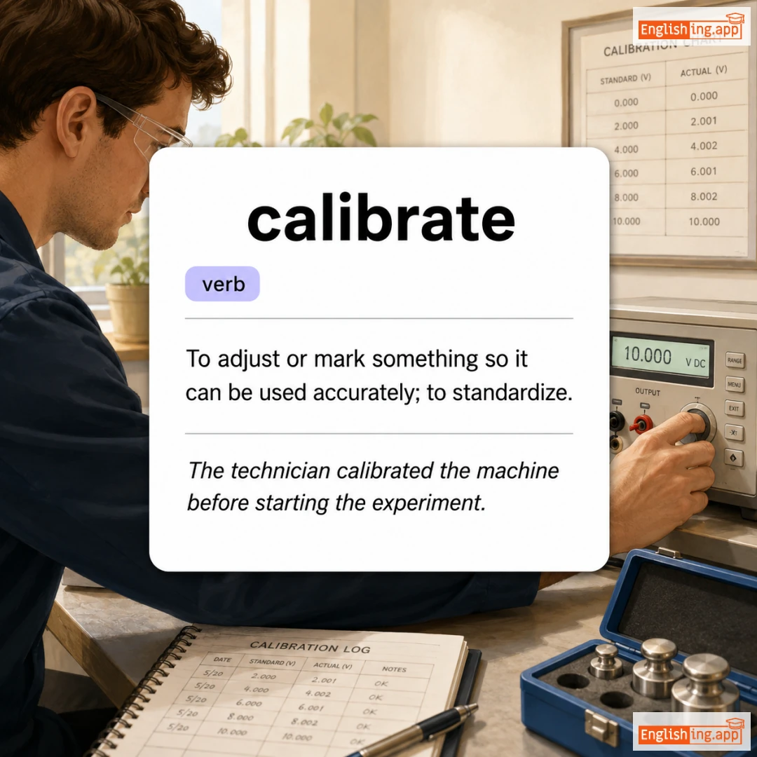 calibrate definition card — visual illustration of the meaning