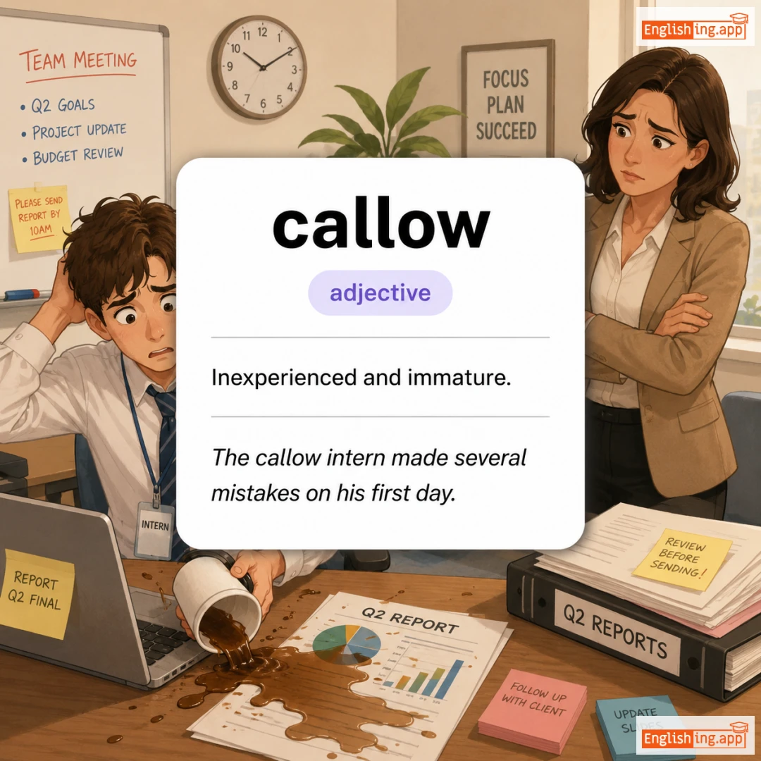 callow definition card — visual illustration of the meaning