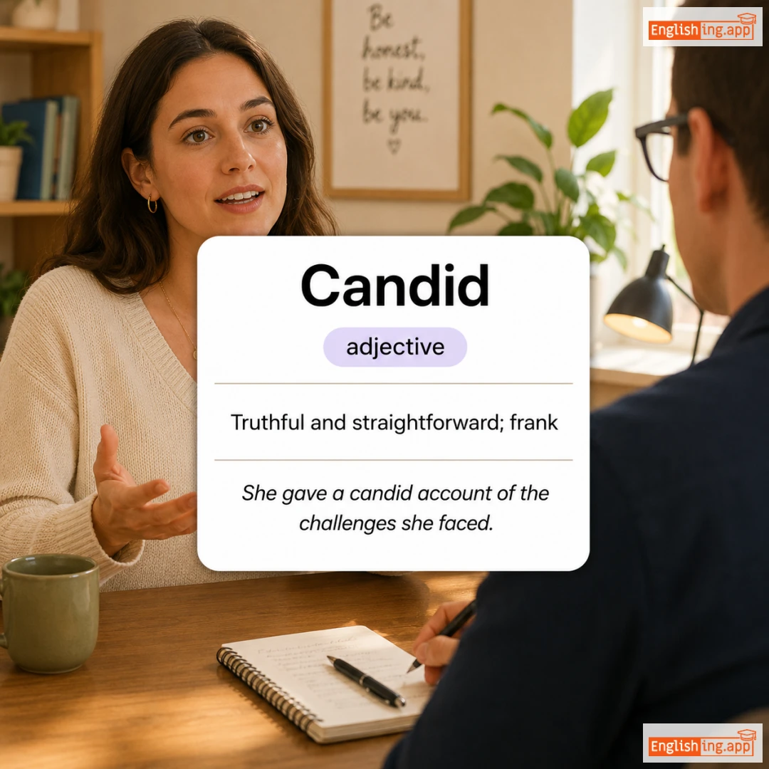 Candid definition card — visual illustration of the meaning
