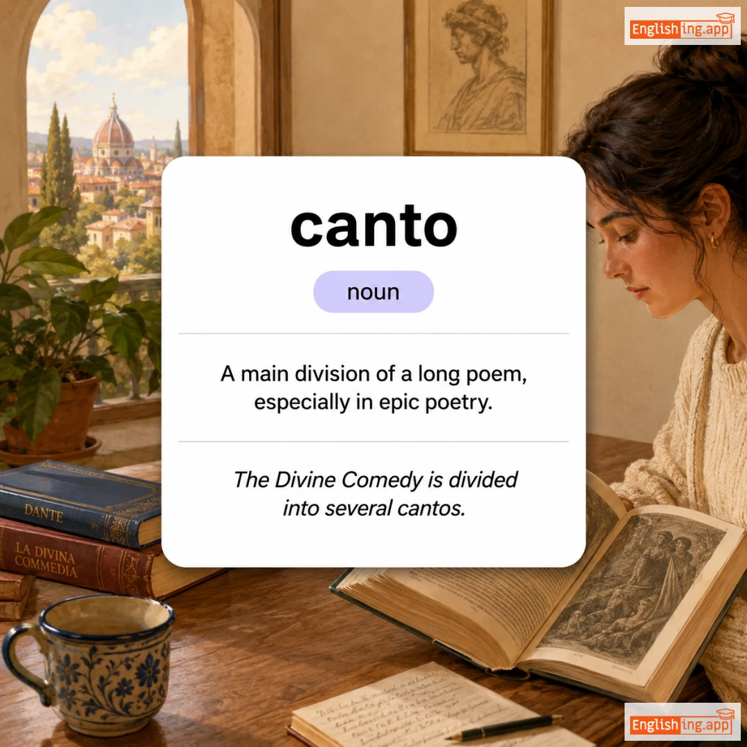 canto definition card — visual illustration of the meaning