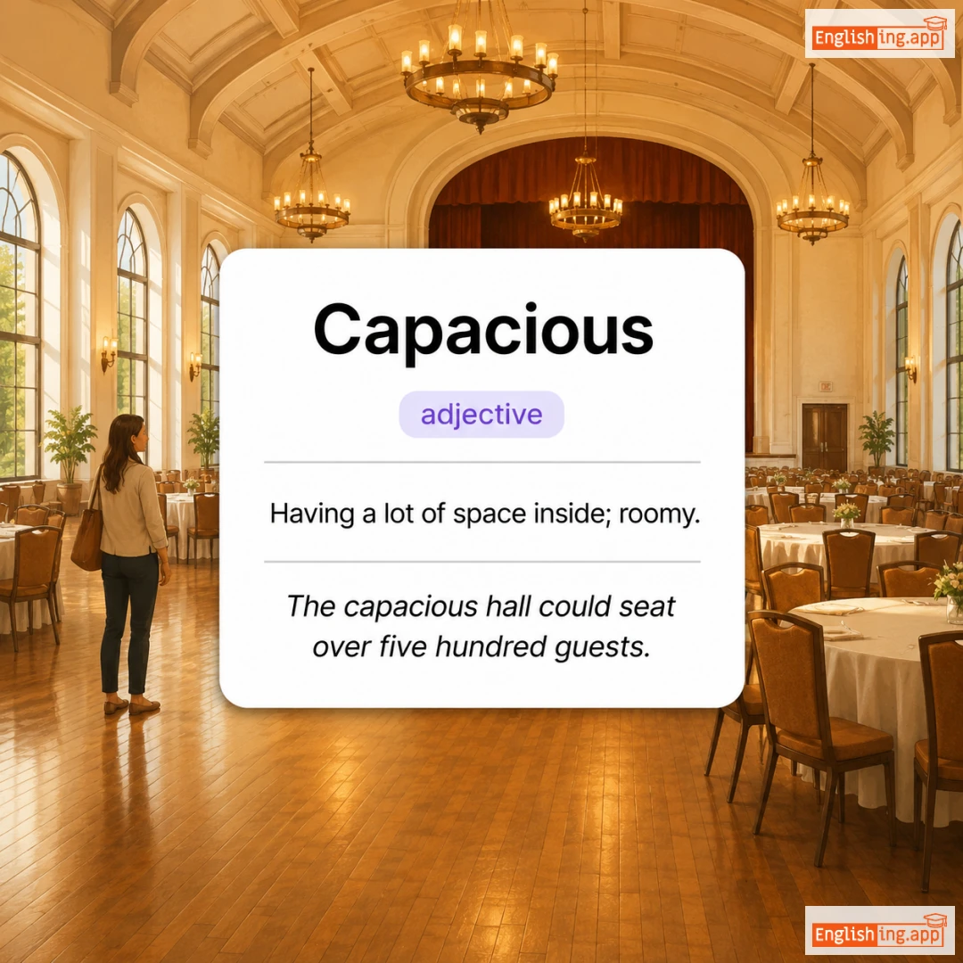 Capacious definition card — visual illustration of the meaning