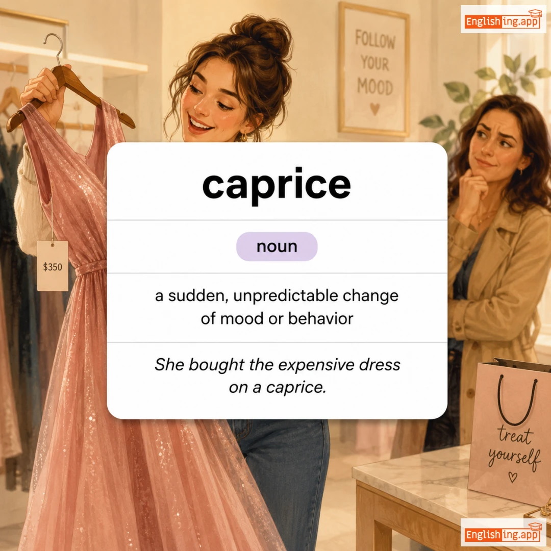 caprice definition card — visual illustration of the meaning