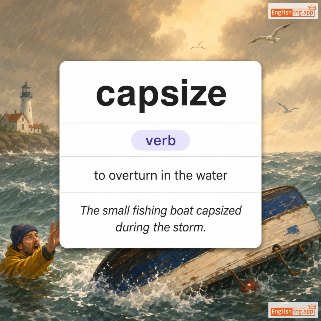 capsize definition card — visual illustration of the meaning