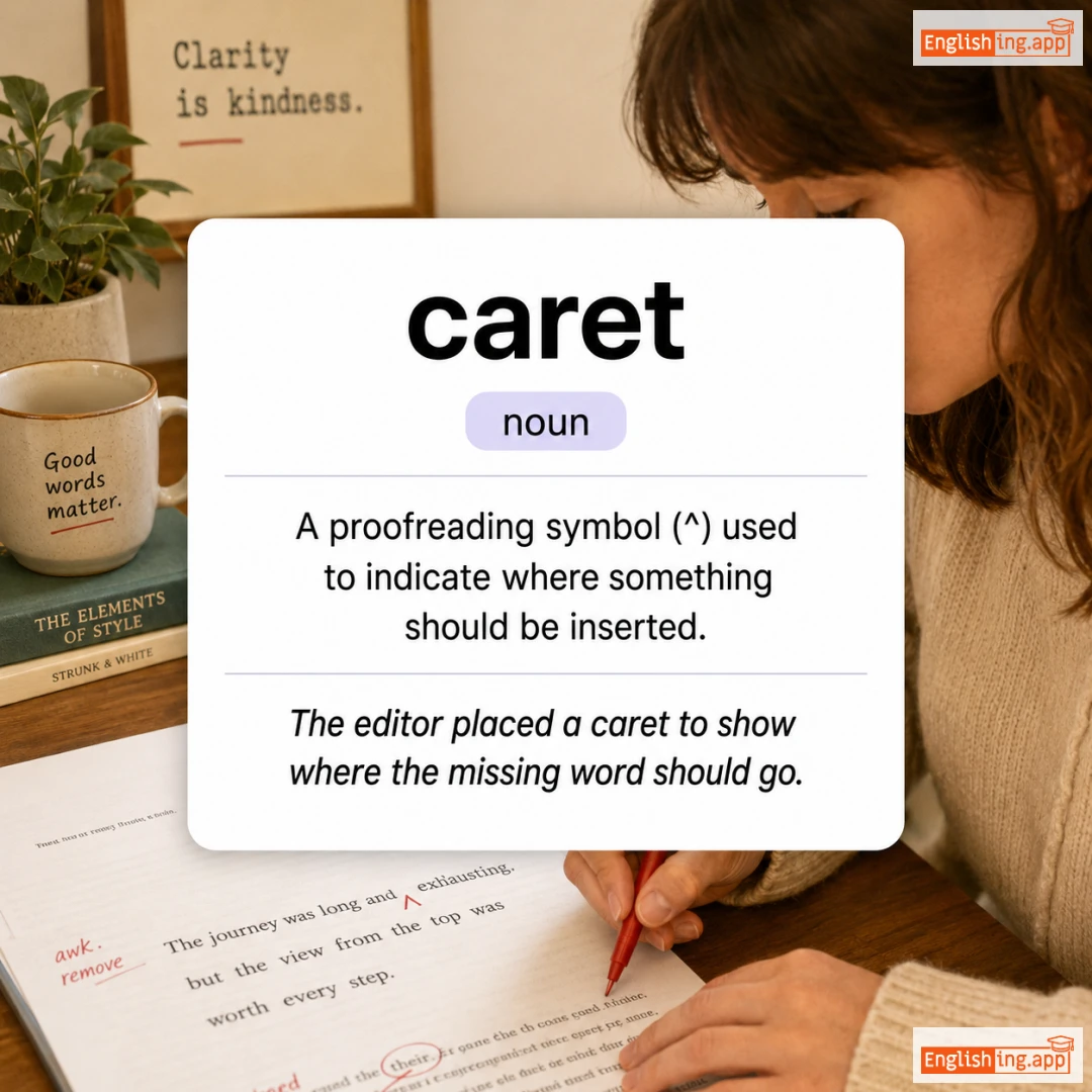 caret definition card — visual illustration of the meaning