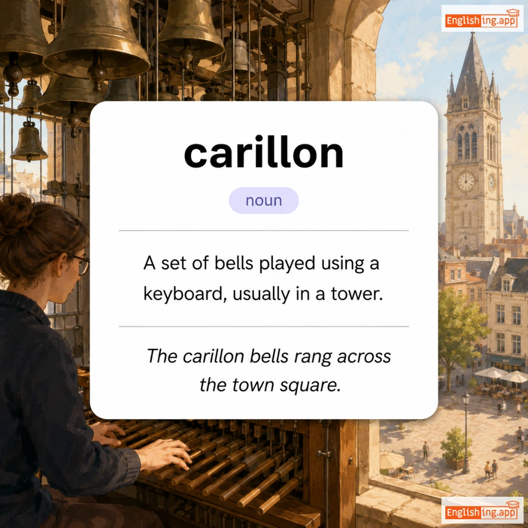 carillon definition card — visual illustration of the meaning