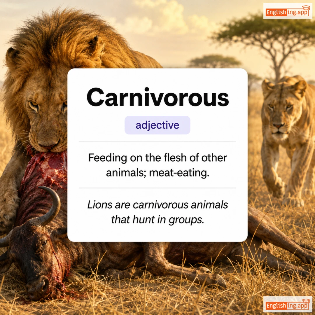 Carnivorous definition card — visual illustration of the meaning