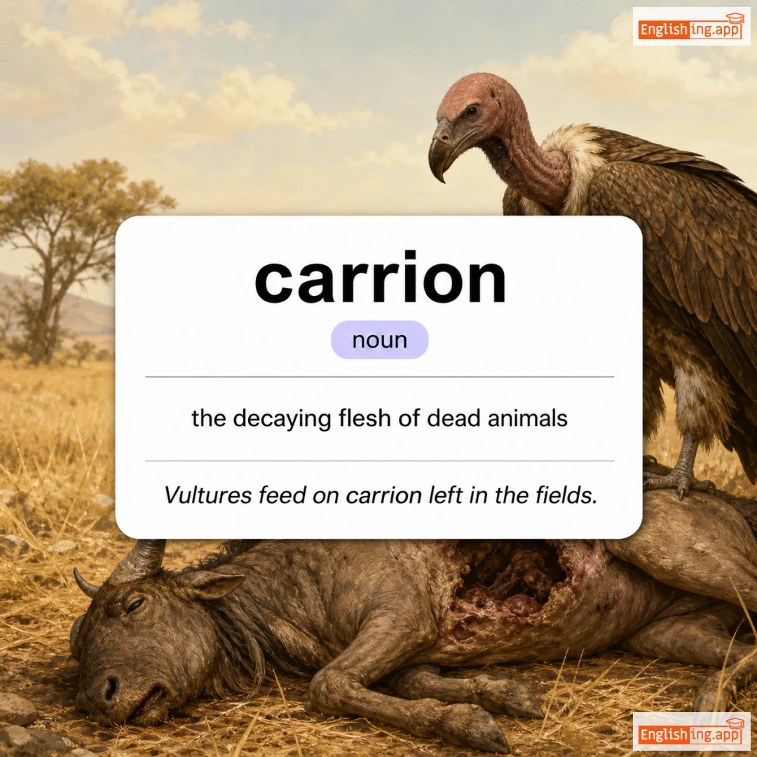 carrion definition card — visual illustration of the meaning