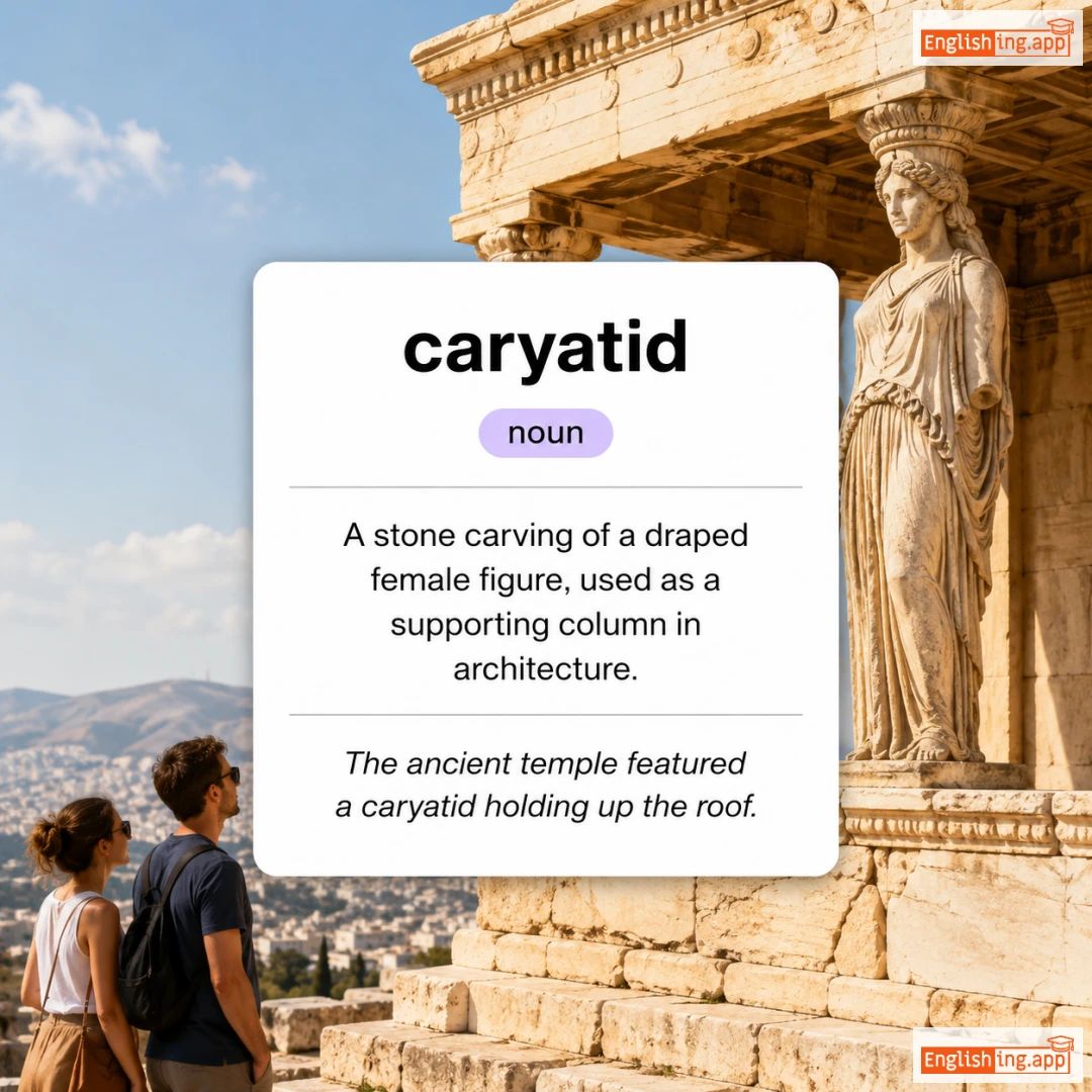 caryatid definition card — visual illustration of the meaning