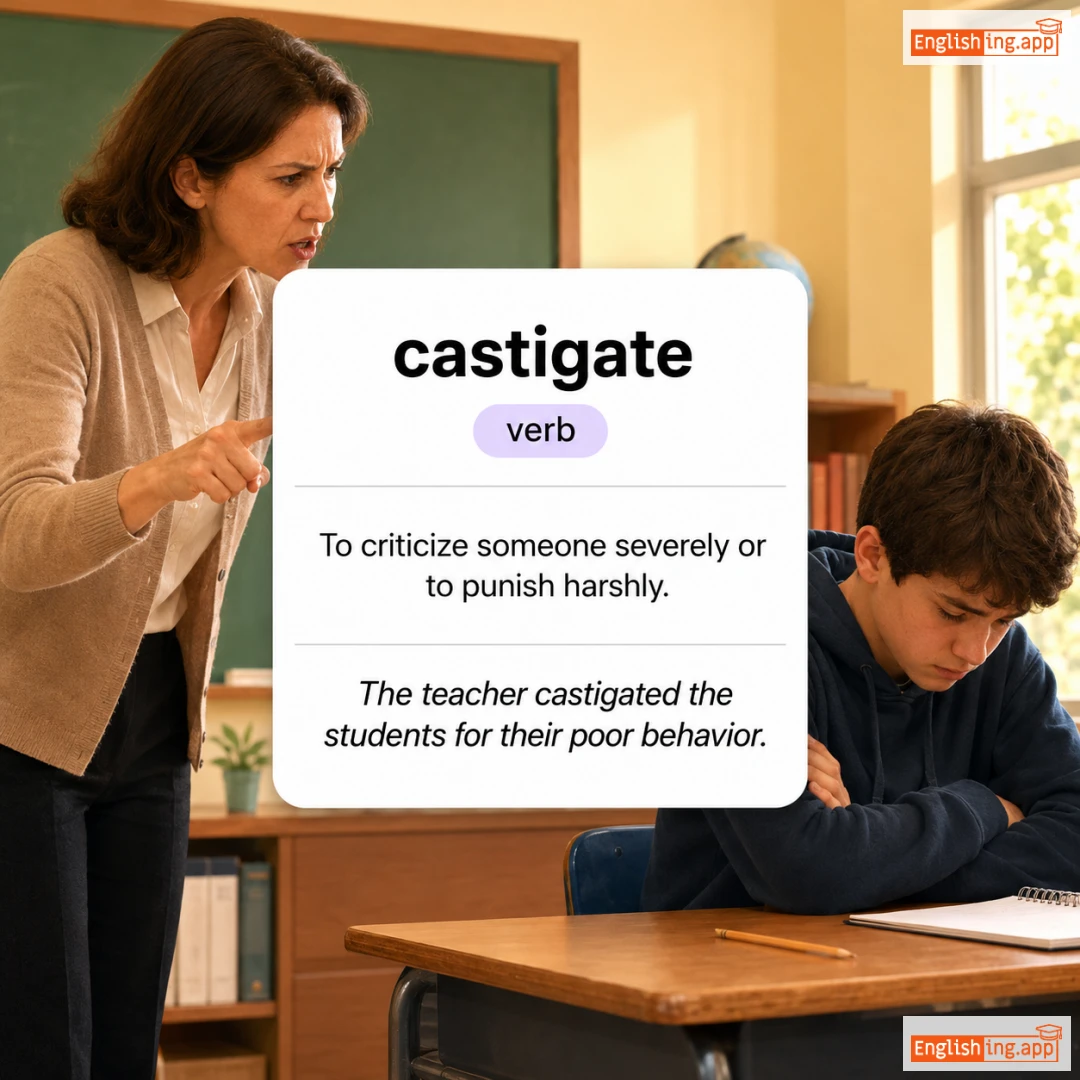 castigate definition card — visual illustration of the meaning