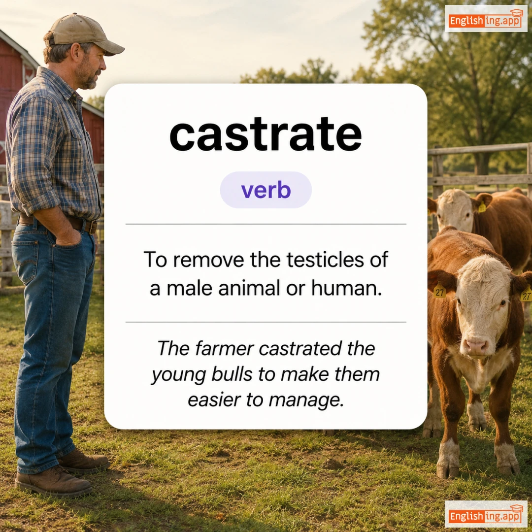 castrate definition card — visual illustration of the meaning