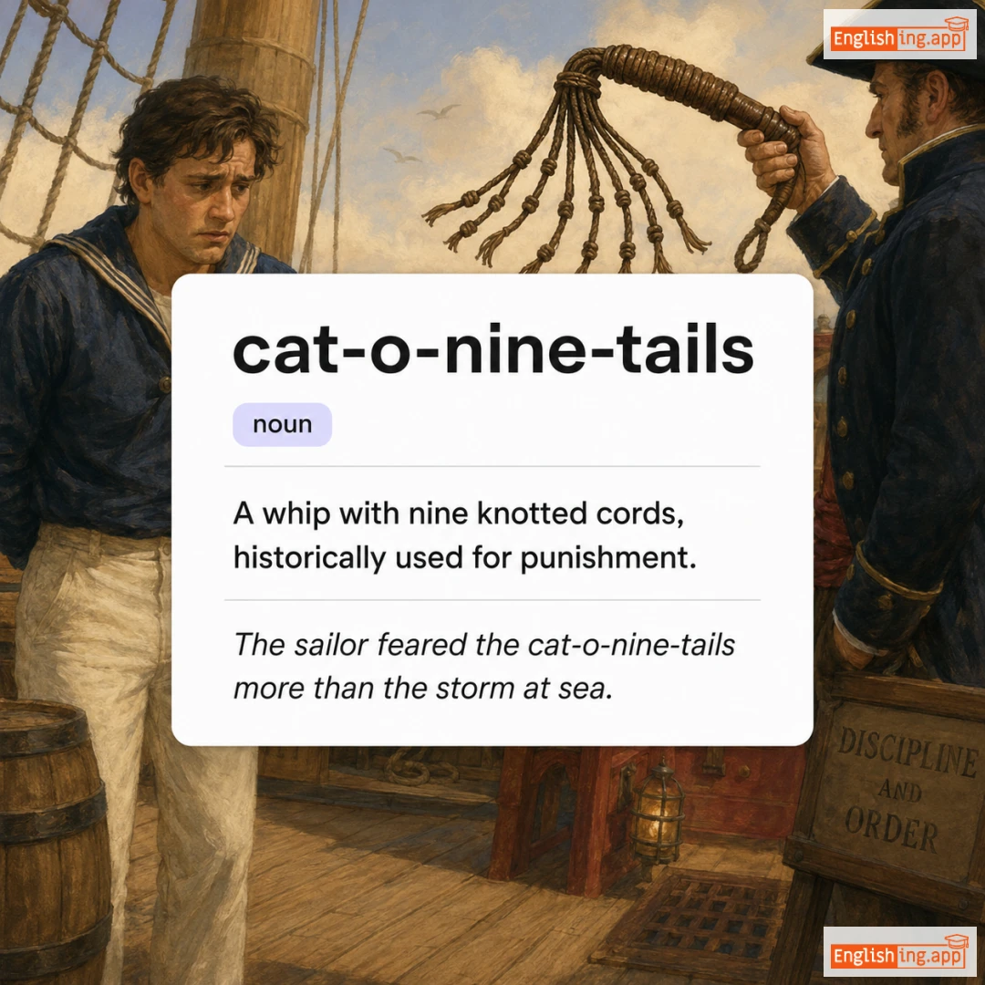 cat-o-nine-tails definition card — visual illustration of the meaning