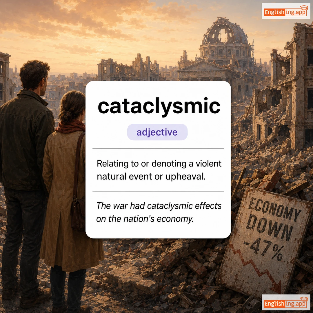 cataclysmic definition card — visual illustration of the meaning
