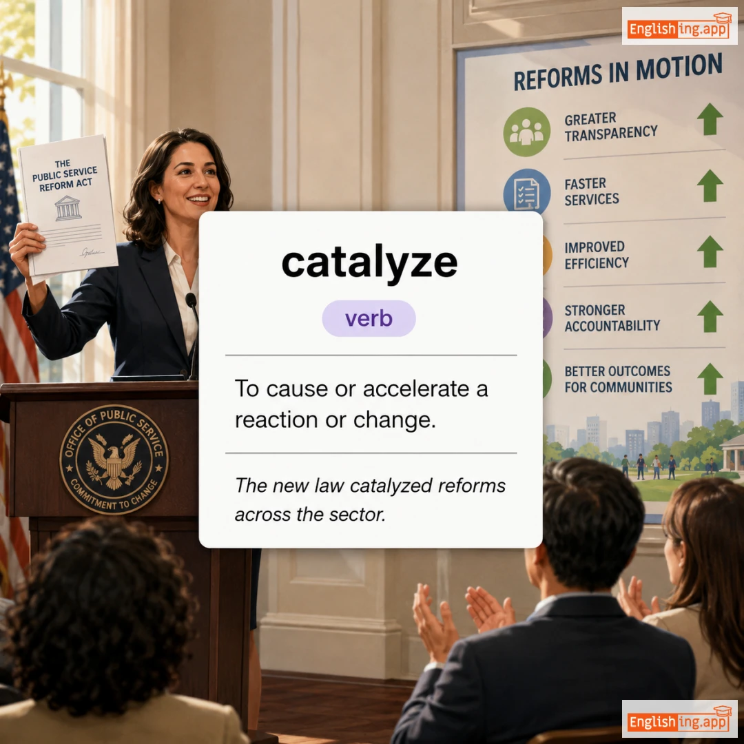 catalyze definition card — visual illustration of the meaning