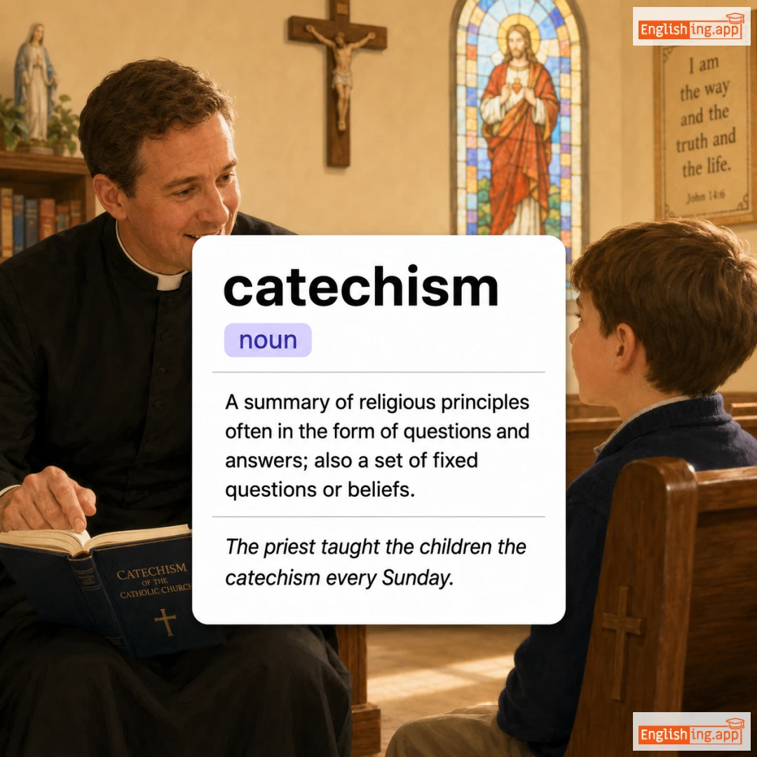 catechism definition card — visual illustration of the meaning
