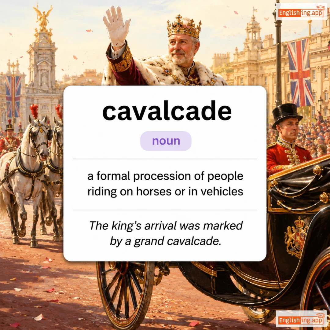 cavalcade definition card — visual illustration of the meaning