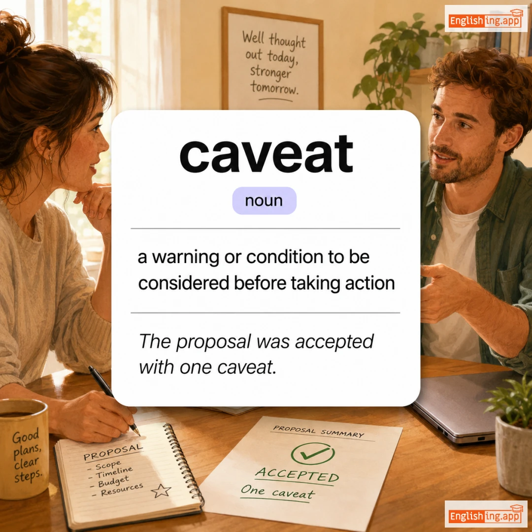 caveat definition card — visual illustration of the meaning
