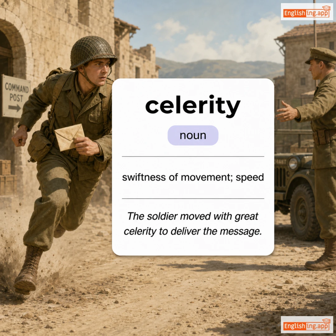 celerity definition card — visual illustration of the meaning