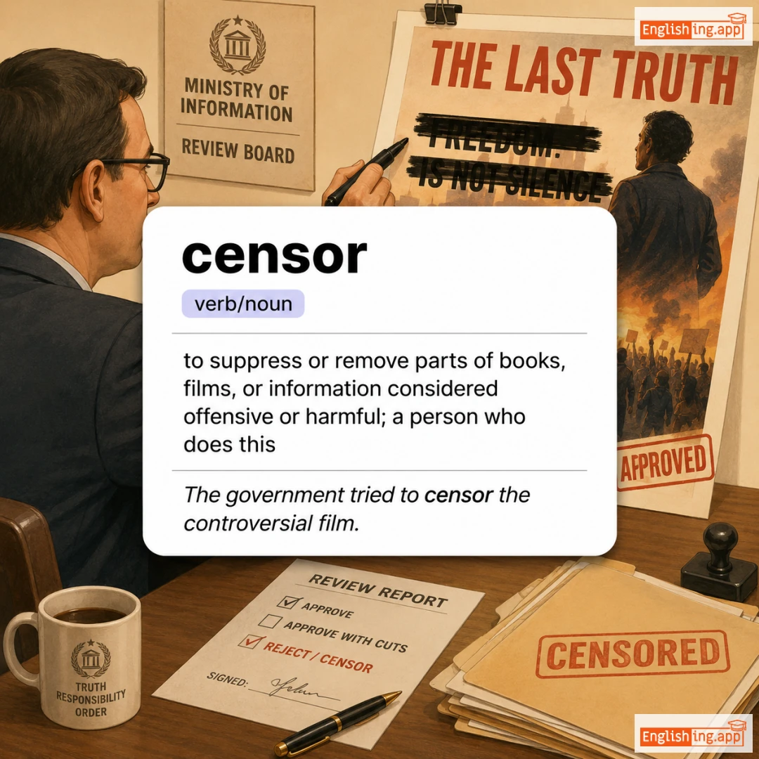 censor definition card — visual illustration of the meaning