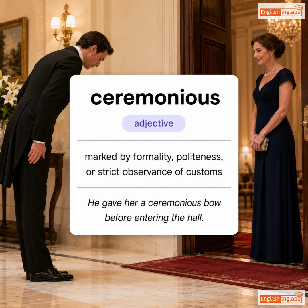 ceremonious definition card — visual illustration of the meaning