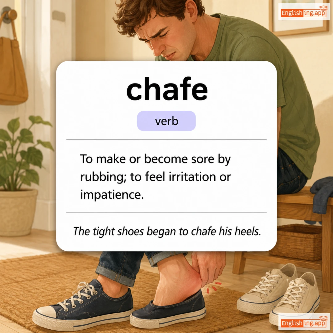 chafe definition card — visual illustration of the meaning