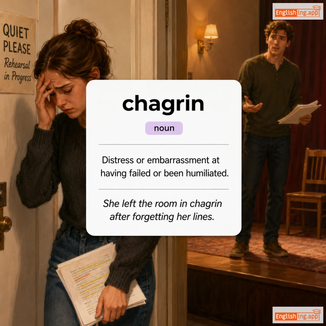 chagrin definition card — visual illustration of the meaning