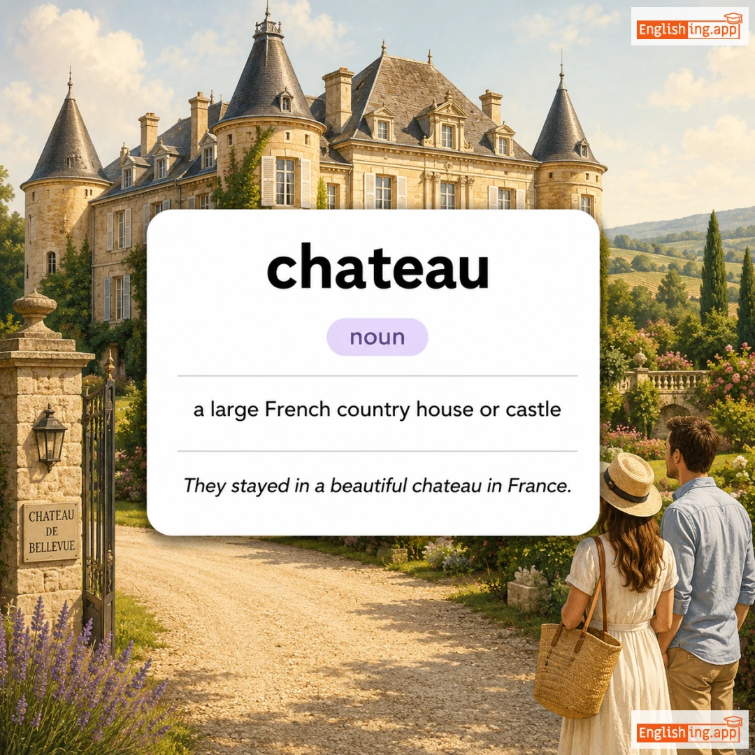 chateau definition card — visual illustration of the meaning