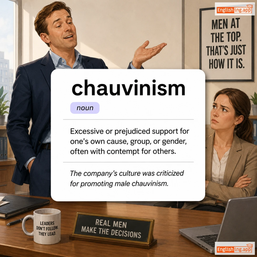 chauvinism definition card — visual illustration of the meaning