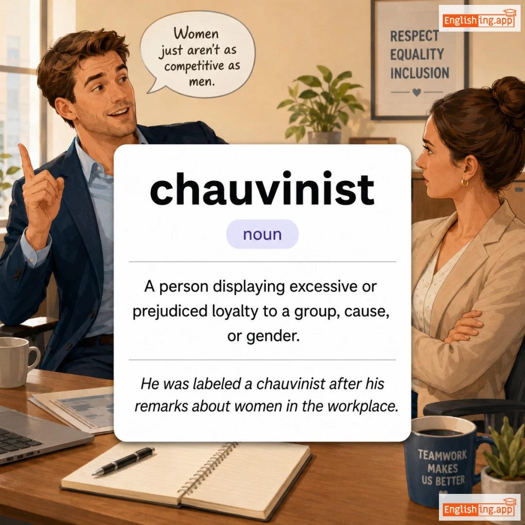 chauvinist definition card — visual illustration of the meaning