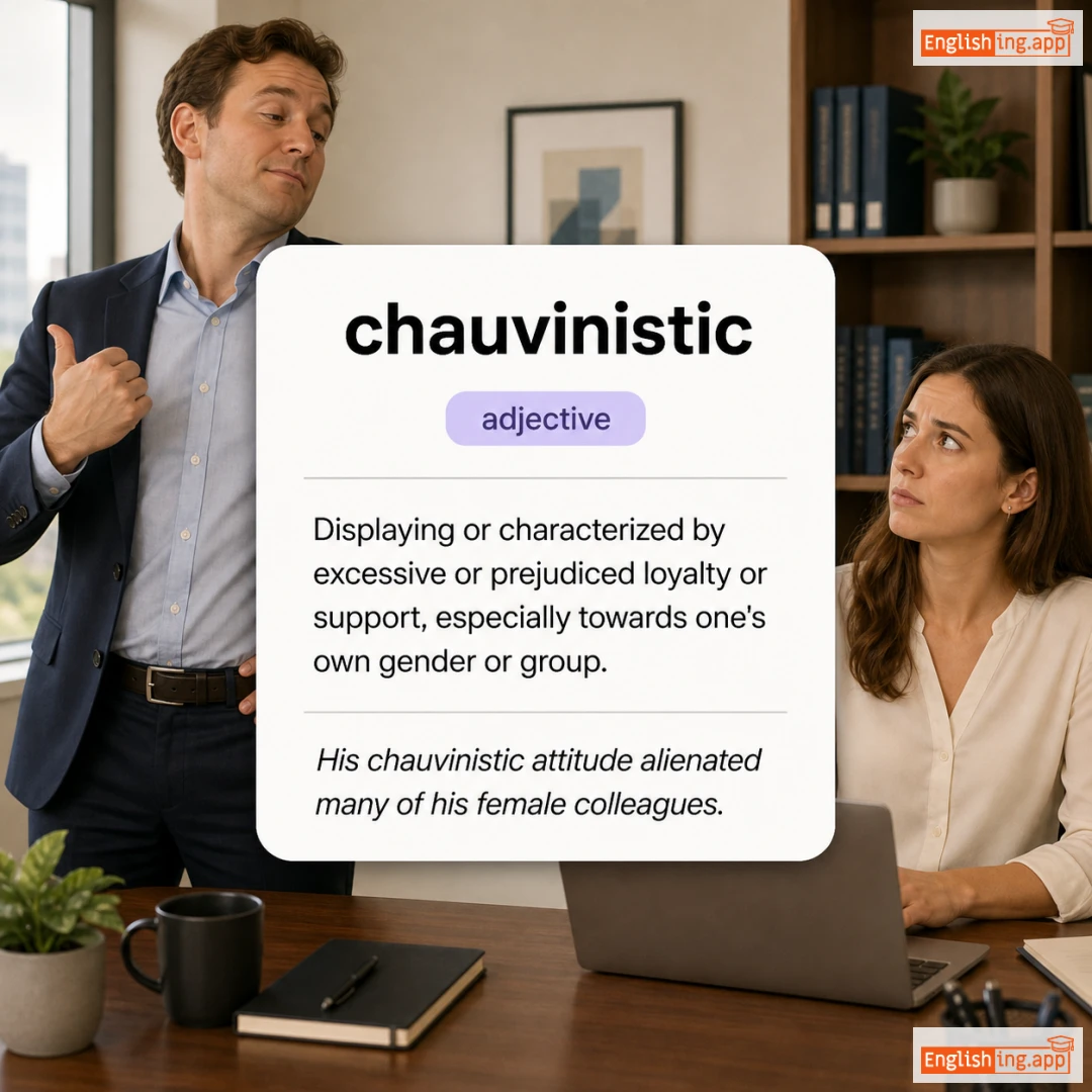 chauvinistic definition card — visual illustration of the meaning