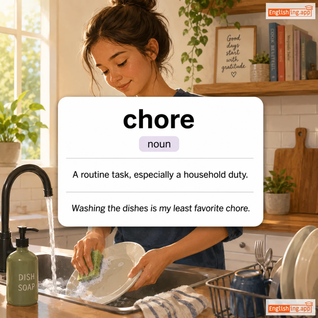 chore definition card — visual illustration of the meaning