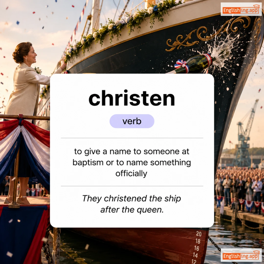 christen definition card — visual illustration of the meaning