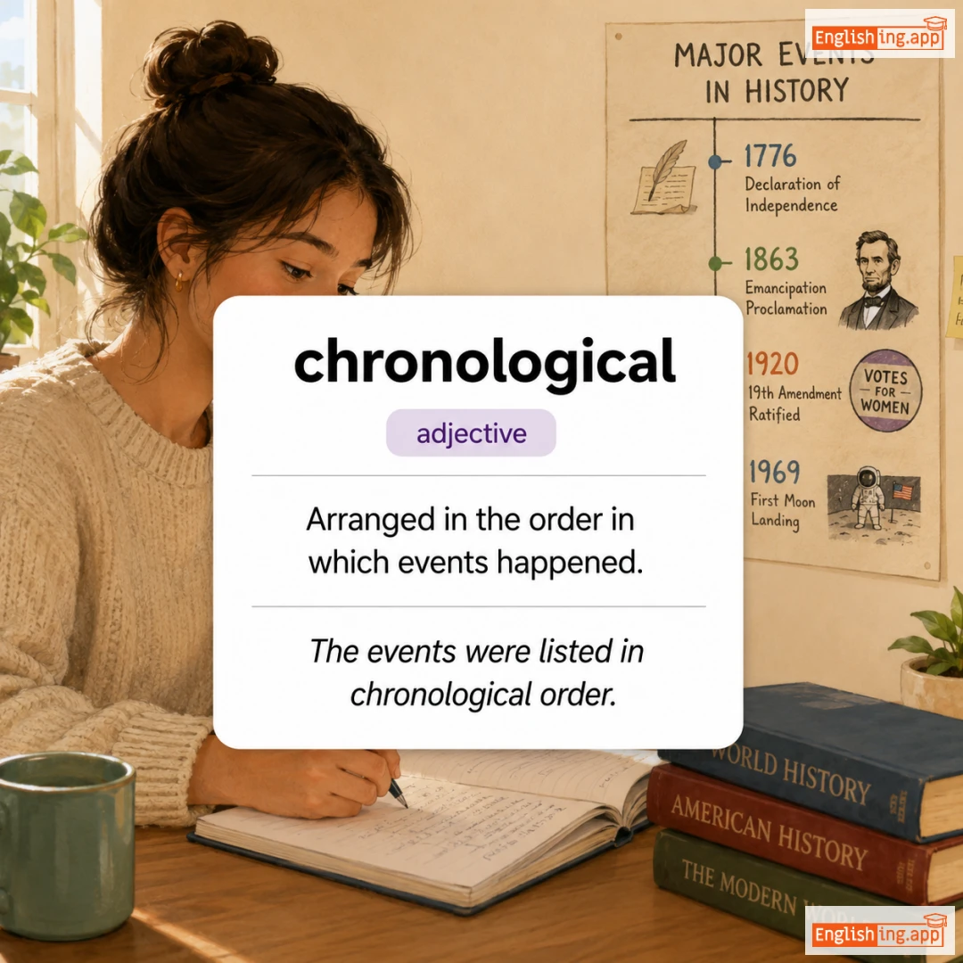 chronological definition card — visual illustration of the meaning