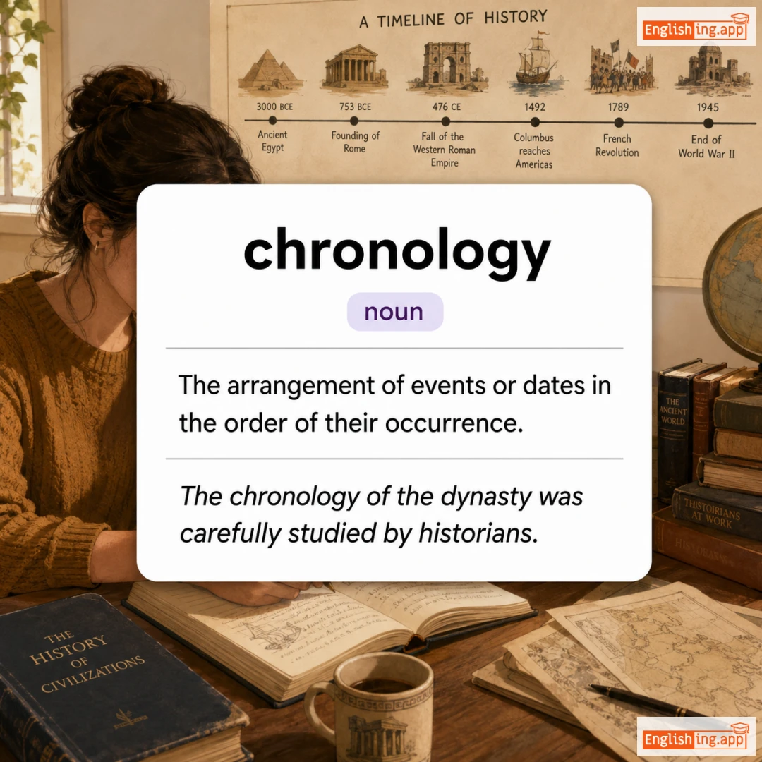 chronology definition card — visual illustration of the meaning