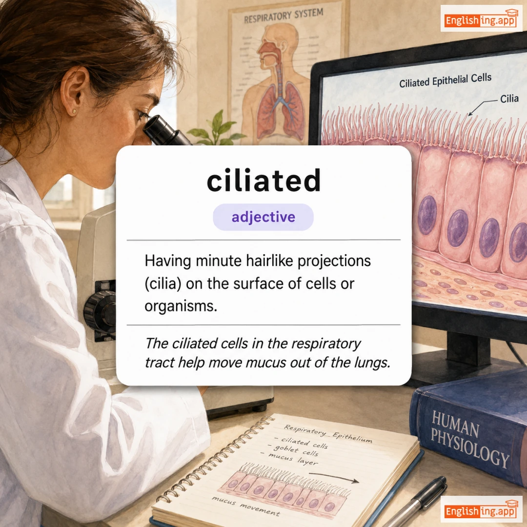 ciliated definition card — visual illustration of the meaning