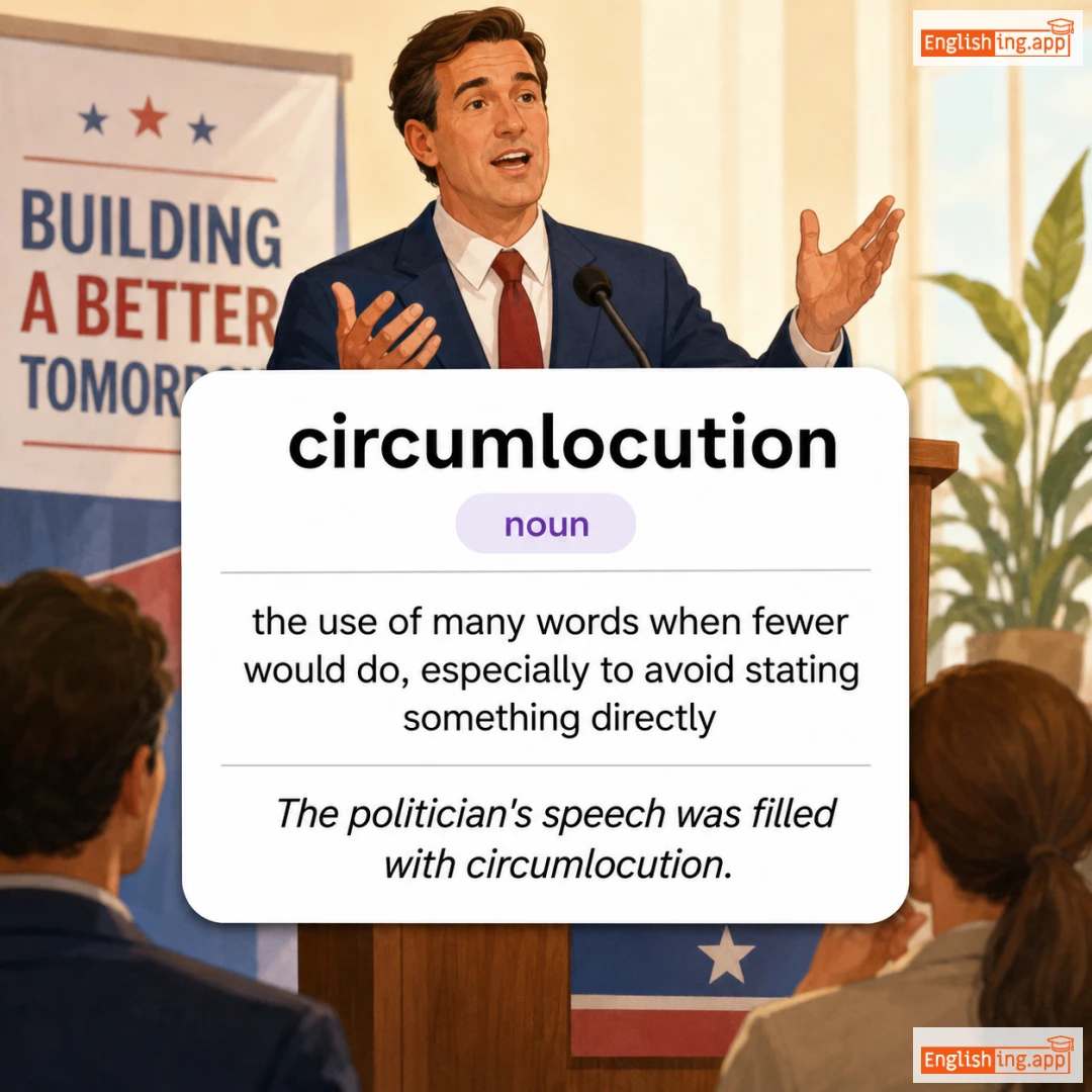 circumlocution definition card — visual illustration of the meaning