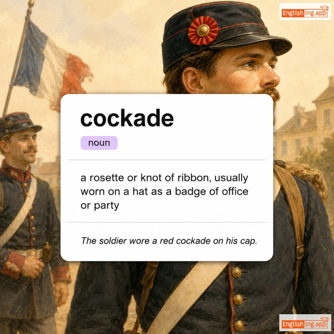 cockade definition card — visual illustration of the meaning