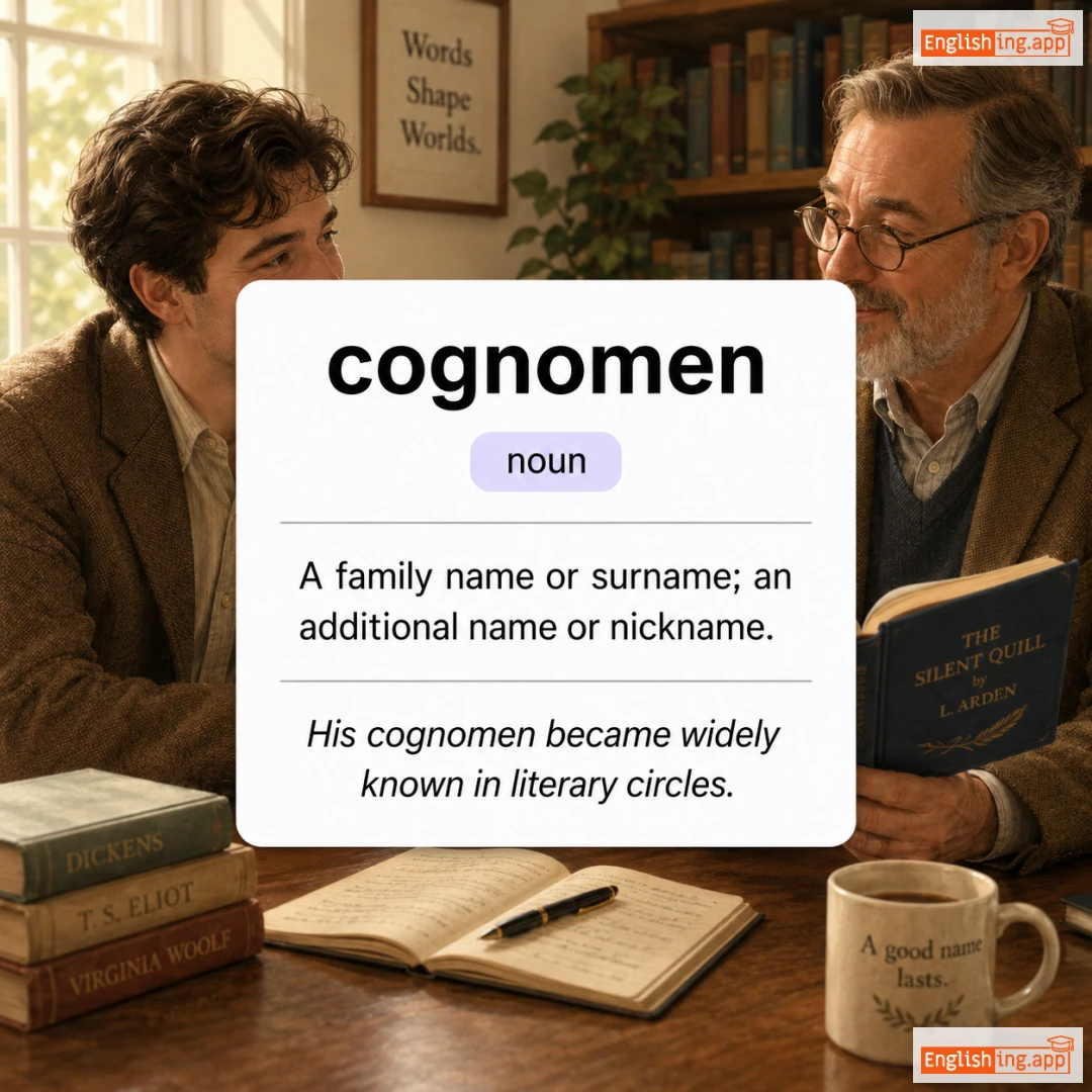 cognomen definition card — visual illustration of the meaning
