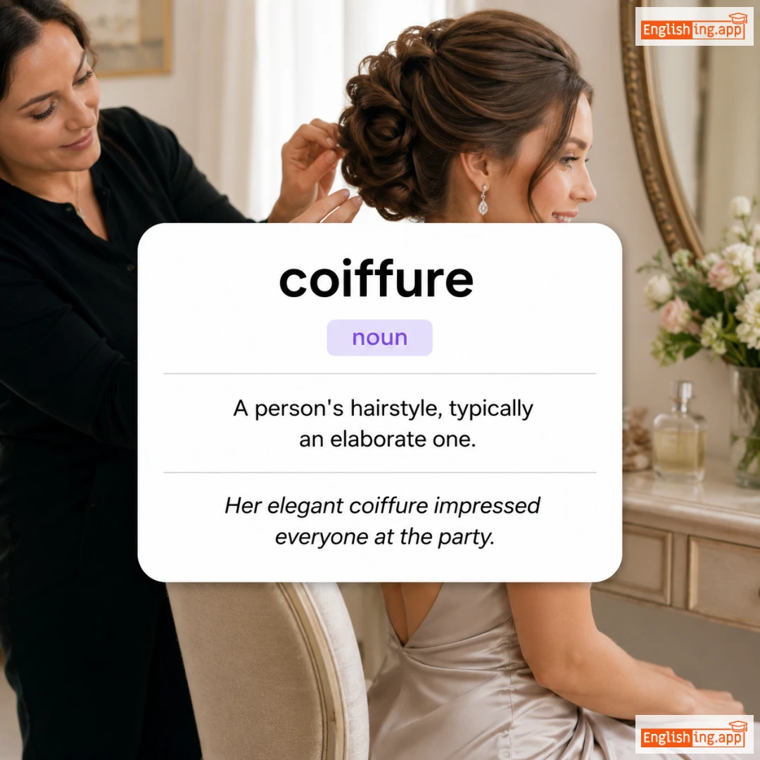 coiffure definition card — visual illustration of the meaning