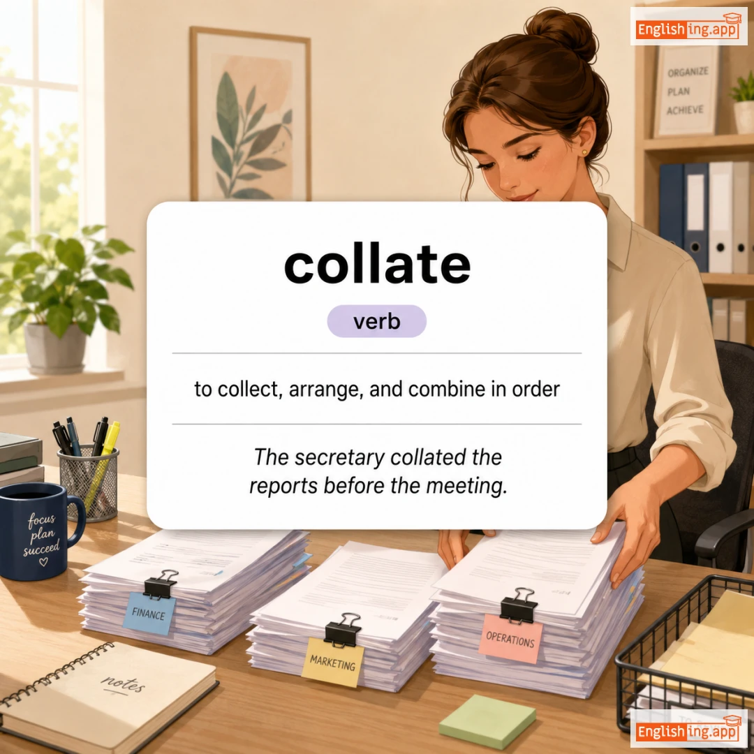 collate definition card — visual illustration of the meaning