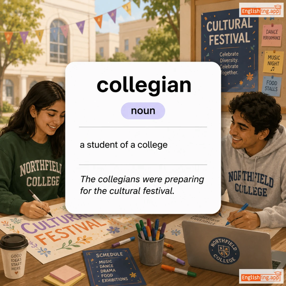 collegian definition card — visual illustration of the meaning