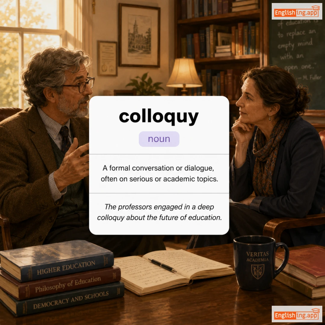 colloquy definition card — visual illustration of the meaning